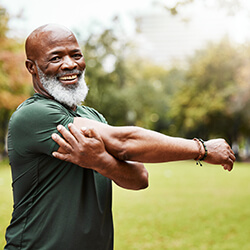 man stretching